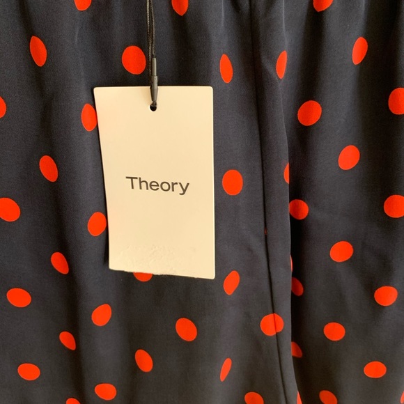NWT Theory Raoka Silk Polka Dot Pant Navy Blue S - Picture 8 of 8